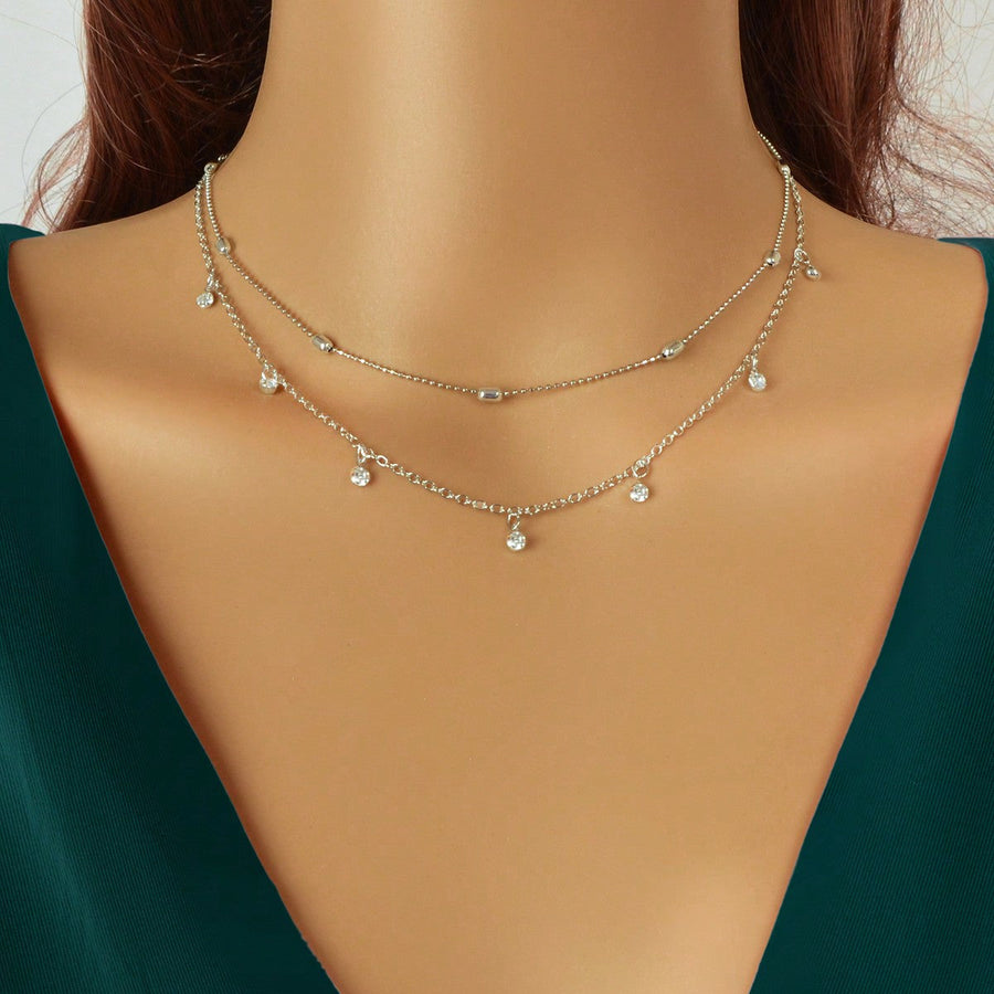 Lumière Spark Double Layer Diamond Necklace