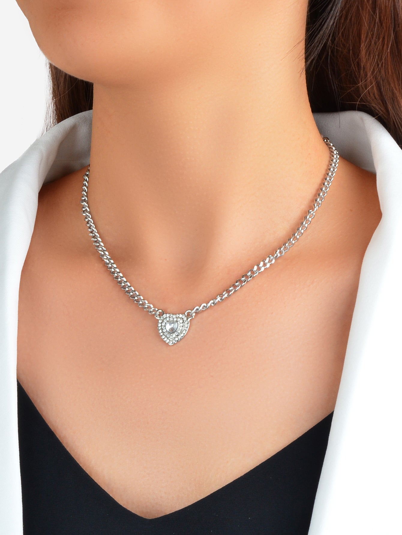 Crystal Embrace Rhinestone Heart Necklace