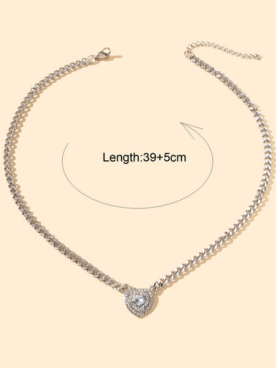 Crystal Embrace Rhinestone Heart Necklace
