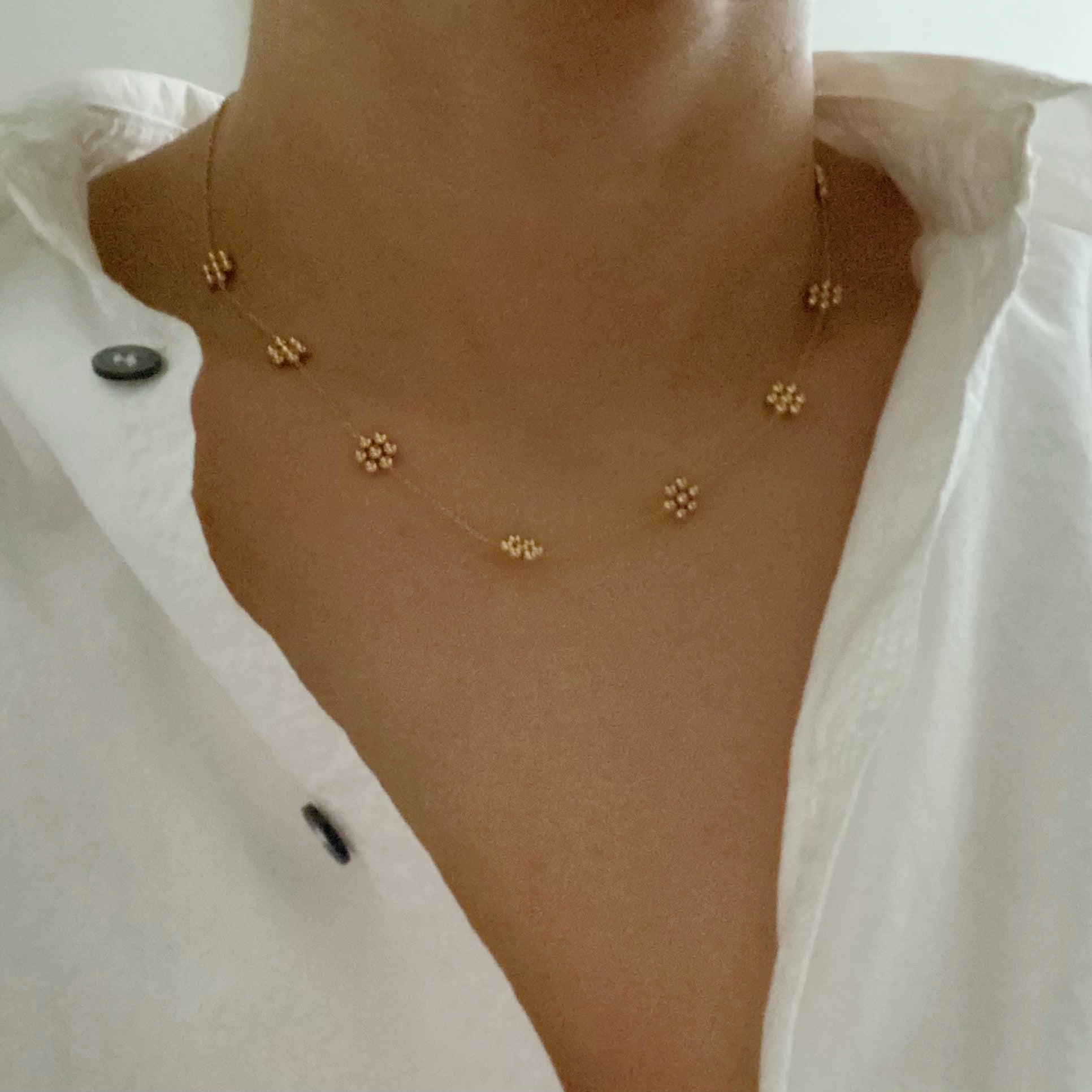Golden Bloom Dainty Flower Necklace