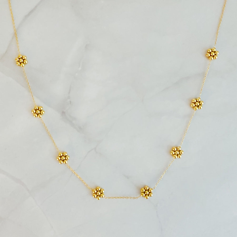 Golden Bloom Dainty Flower Necklace