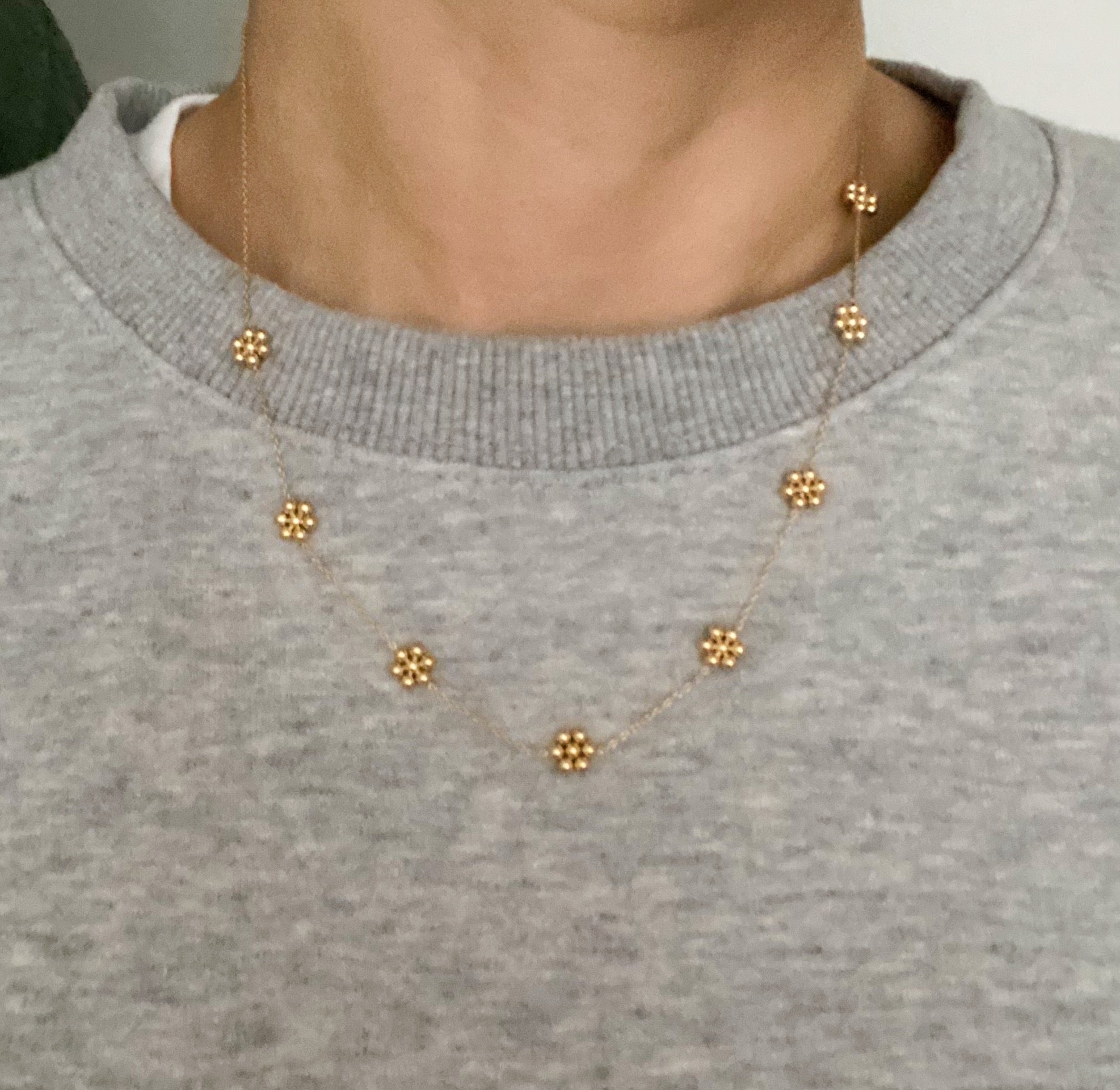 Golden Bloom Dainty Flower Necklace