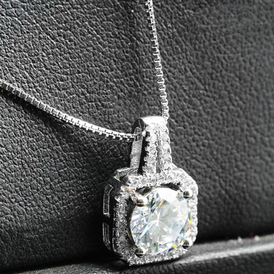 Two Carat Halo CZ Radiance Necklace