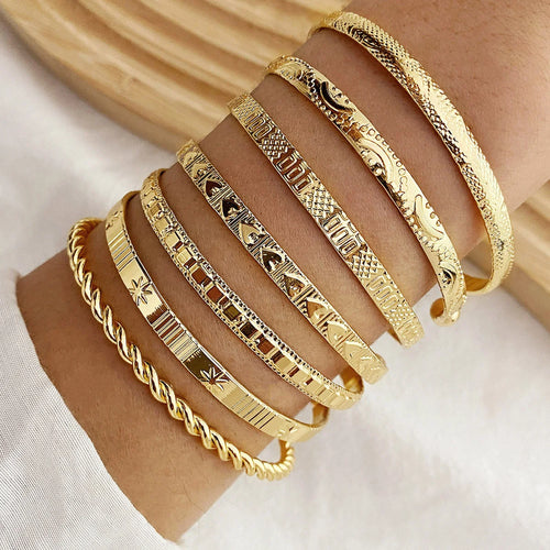 7-Piece Punk Gold Bracelet Set Streetwear • Goth • Heart Energy