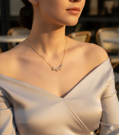 Stainless Steel Magnetic Heart Clover Necklace Gold