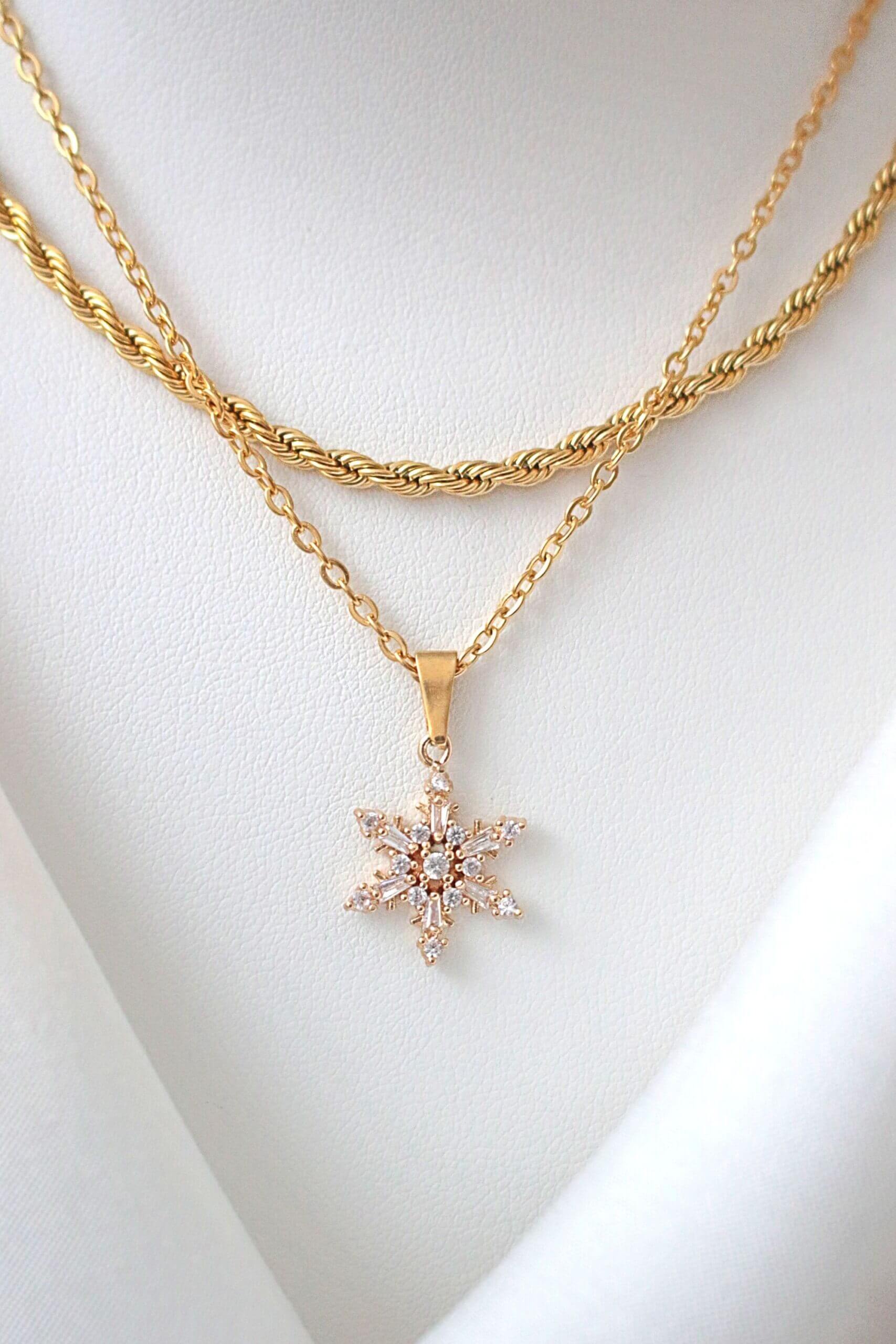 Eternal Snowfall 24K Snowflake Necklace