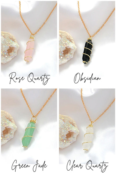 Aura Balance 18K Double Point Healing Crystal Necklace