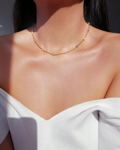 Chrome Luxe 18K Crystal Chain Choker