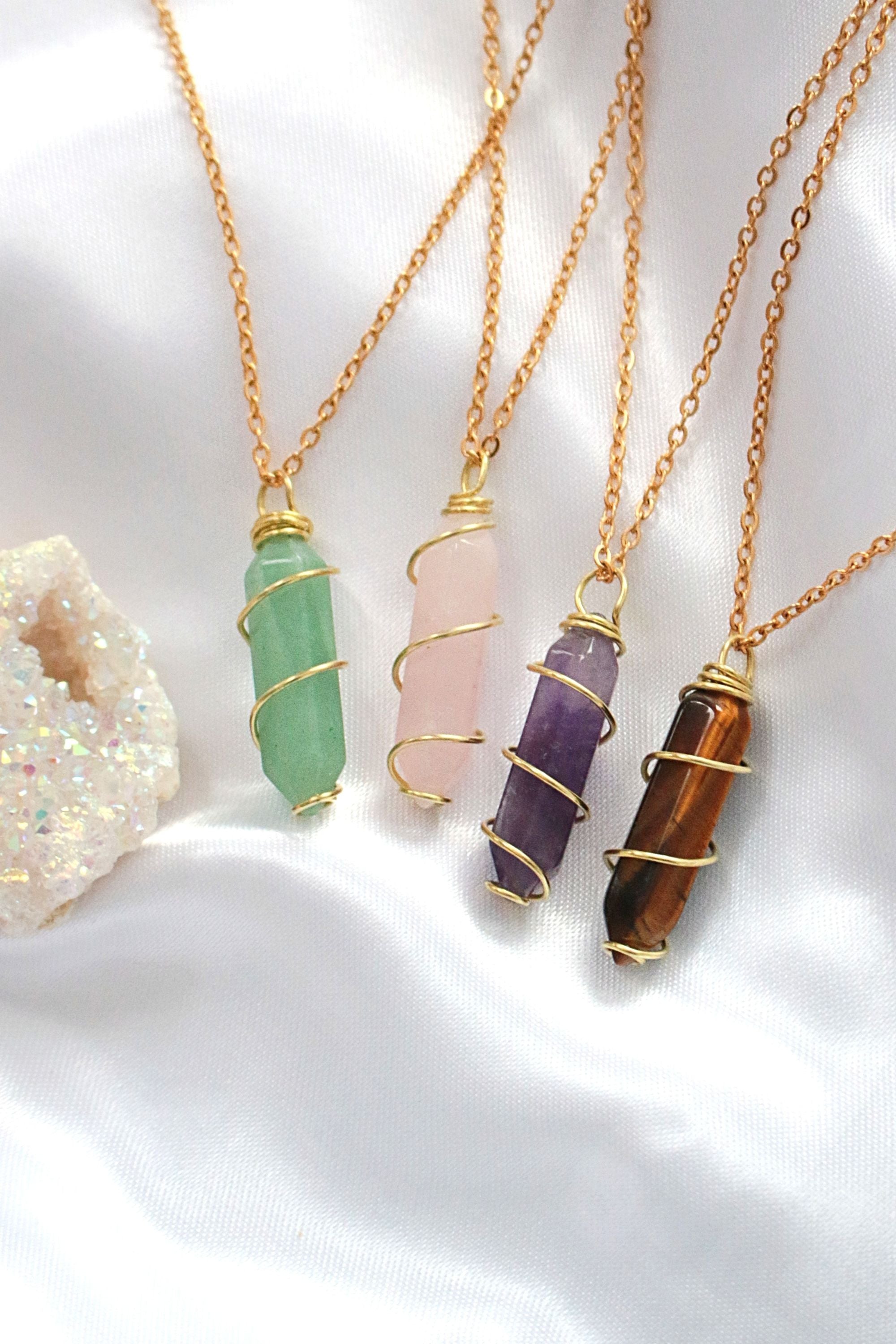 Aura Balance 18K Double Point Healing Crystal Necklace