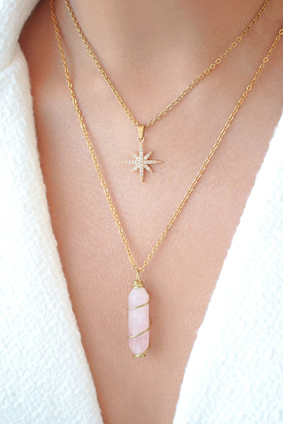 Aura Balance 18K Double Point Healing Crystal Necklace
