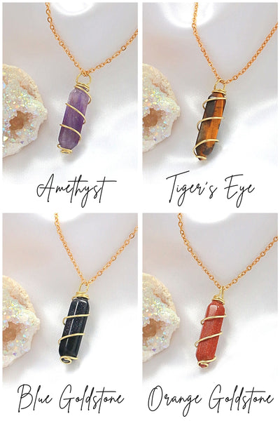Aura Balance 18K Double Point Healing Crystal Necklace