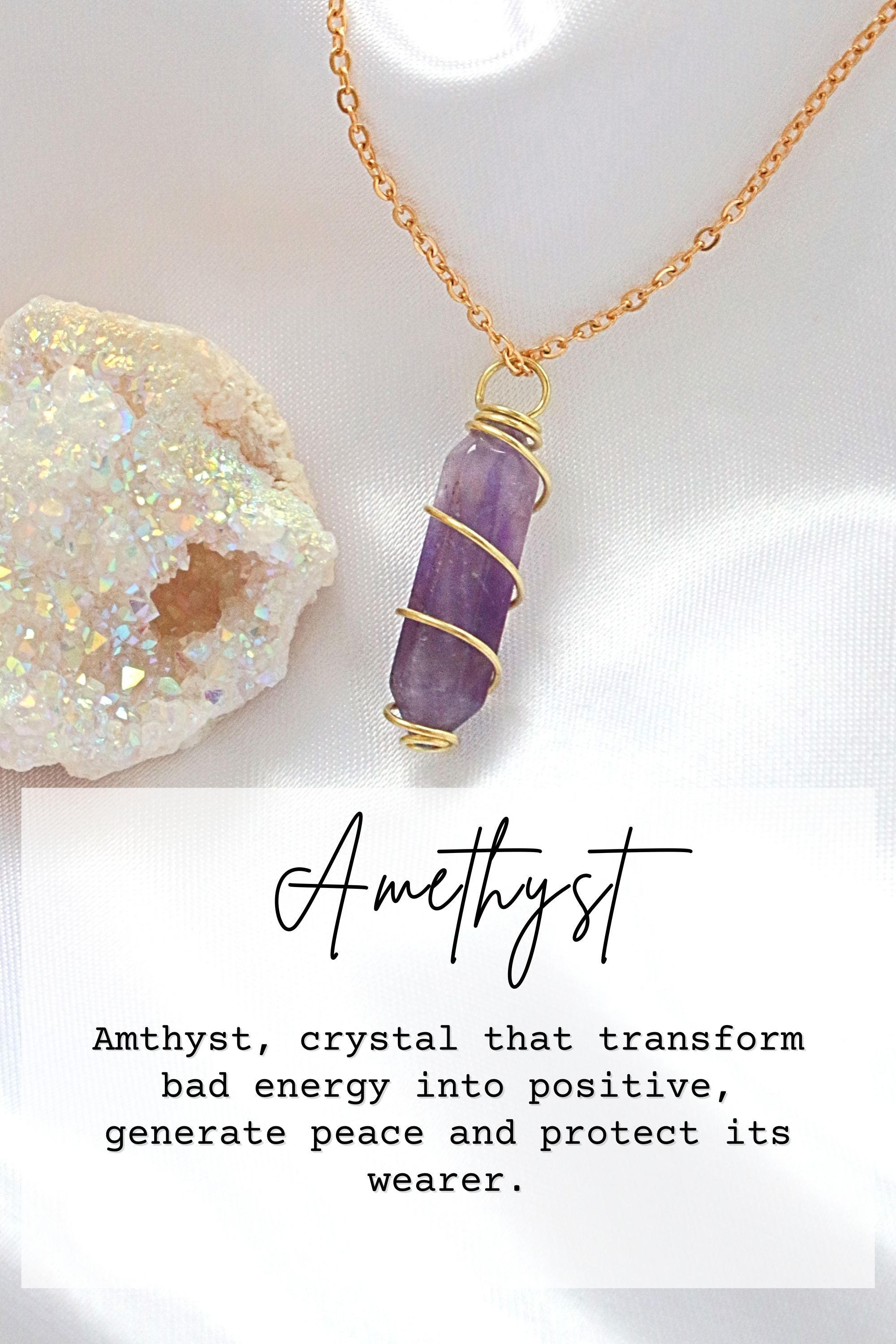 Aura Balance 18K Double Point Healing Crystal Necklace