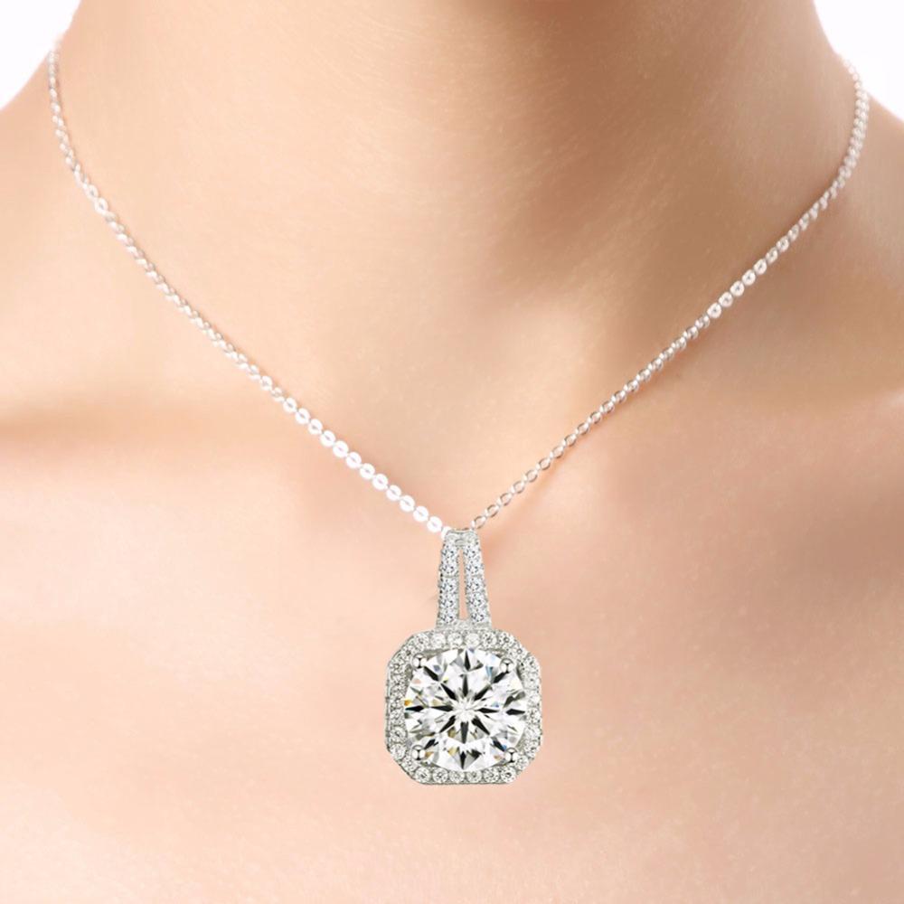 Two Carat Halo CZ Radiance Necklace